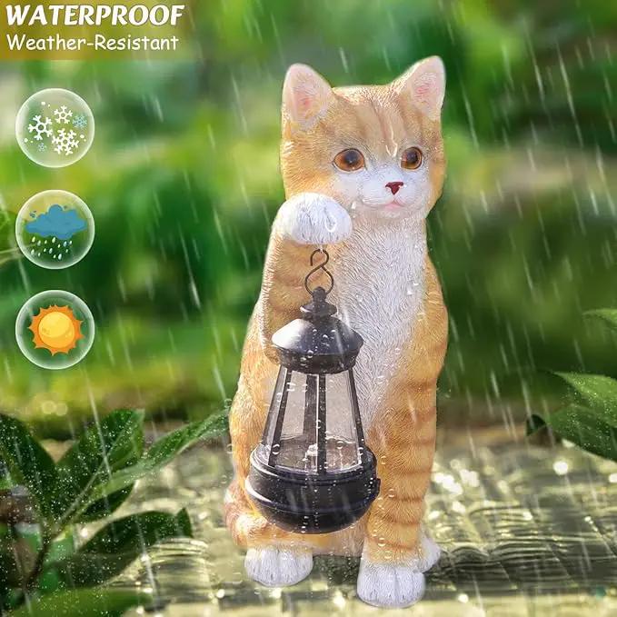 Cat Statues for Garden - Solar Powered Outdoor Cat Garden Statue, Crafted Garden Sculptures & Statues for Patio, Yard, Lawn, Gardening Gifts for Women and Mom(11" Cat) by GreenHaven Gardens