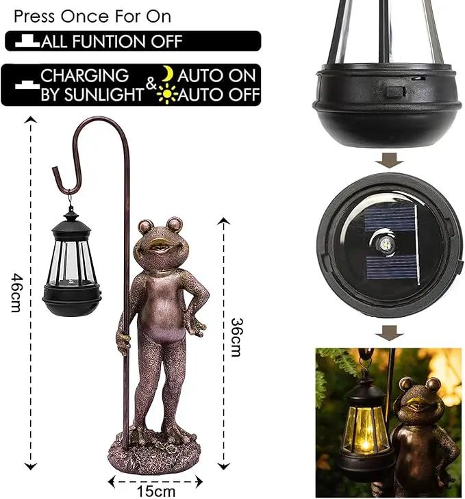 Large Frog Statue with Solar Lantern Outdoor Lawn Decoration Garden Frog Decoration Balcony Yard Lawn Unique Housewarming Gift Suitable for Kids and Adults by GreenHaven Gardens