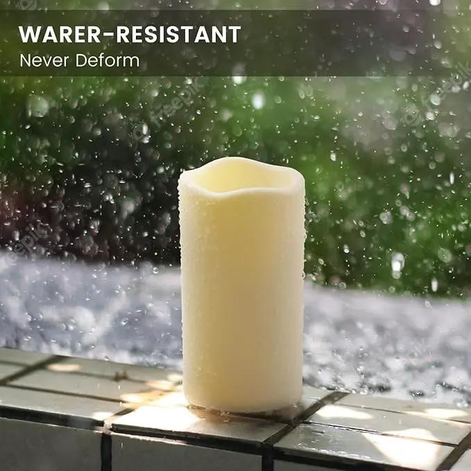 Waterpoof Flameless Remote Control Candles 15PACK D3''*H5.5''Battery Operated Flickering LED Pillar Candle,plastic with 10-Key 24Hours Timer for Outdoor/Indoor Home Party Garden Lanterns Porch (Ivory) by GreenHaven Gardens