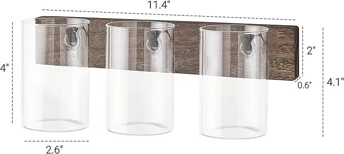 Mkono Propagation Station Wall Planter Glass Cylinder Vase Hanging Terrarium for Hydroponics Plant Cutting Indoor Outdoor Decor Brown, Plant Lover Gift by GreenHaven Gardens