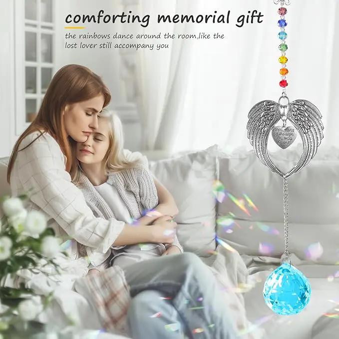 Memorial Gifts for Loss of Loved One Unique Sympathy Gifts Rainbow Sun Catcher Indoor Window Hanging Crystal Prism Grief Bereavement Gifts Ideas for Who Loss of Mom Dad (Sky Blue) by GreenHaven Gardens