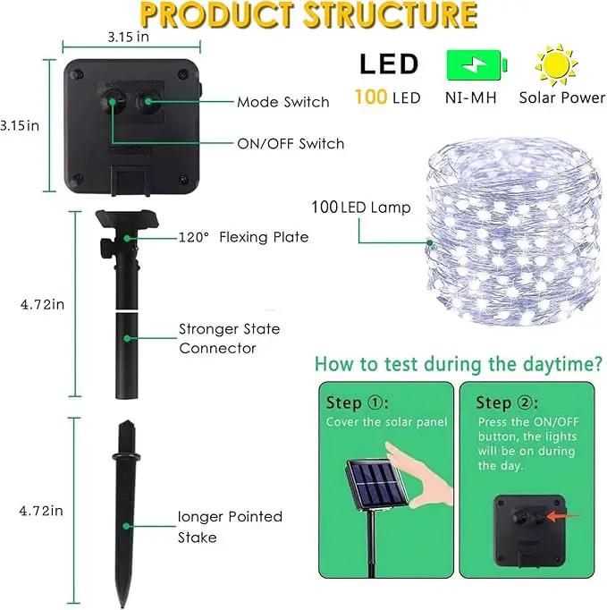 Solar String Lights Outdoor, 4 Pack Each 100 LED Solar Christmas Twinkle Lights Outside, Waterproof Copper Wire with 8 Modes Solar Fairy Lights for Garden Yard Tree Wedding Christmas Decor(Cool White) by GreenHaven Gardens