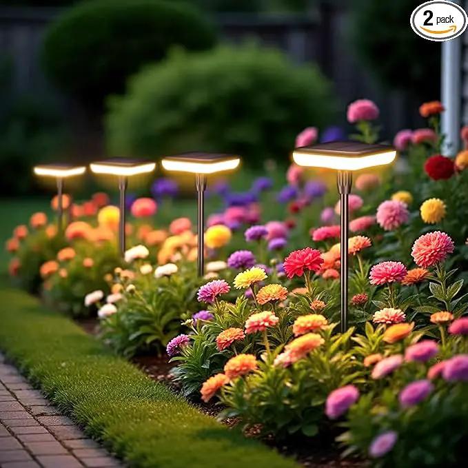 Solar Swaying Lights 4 Pack,Solar Path Lights Warm White LED Square,High Flexible Wire and Large Light Source P67 Waterproof, Solar Powered Suitable for Pathway Flower Pots Balcony Terrace Decoration by GreenHaven Gardens