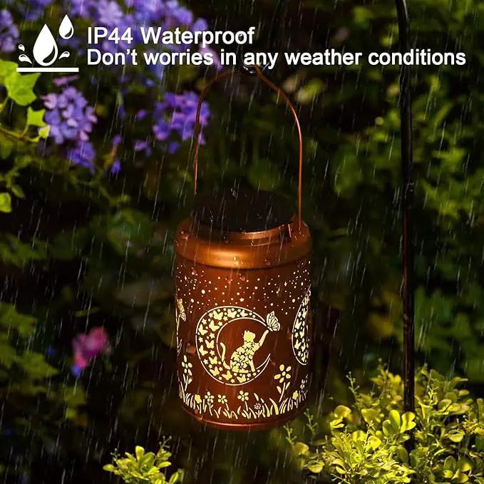 Solar Lanterns Outdoor Waterproof - Cat Garden Decor Birthday Gifts for Women Mom Grandma Hanging Solars Lights Metal Solar Lantern for Outside, Patio, Outdoor, Yard, Backyard, Porch by GreenHaven Gardens