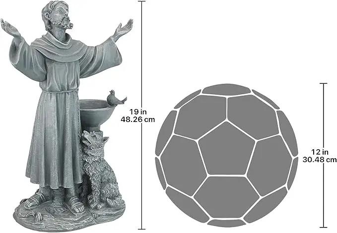 Design Toscano Francis of Assisi Blessing Religious Garden Decor Statue with Bird Bath Feeder, 19 inches Tall, Cast Stone Resin, Gray Stone Finish by GreenHaven Gardens