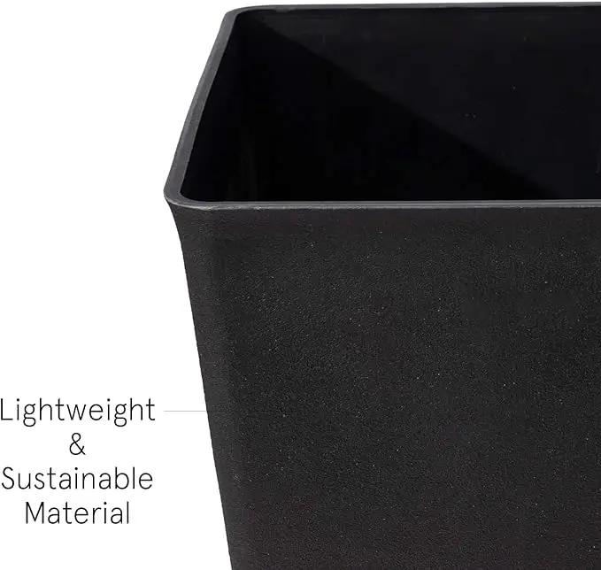 La Jolíe Muse Tall Planters 20 Inch, Flower Pot Pack 2, Patio Deck Indoor Outdoor Garden Tree Planters (Black) by GreenHaven Gardens