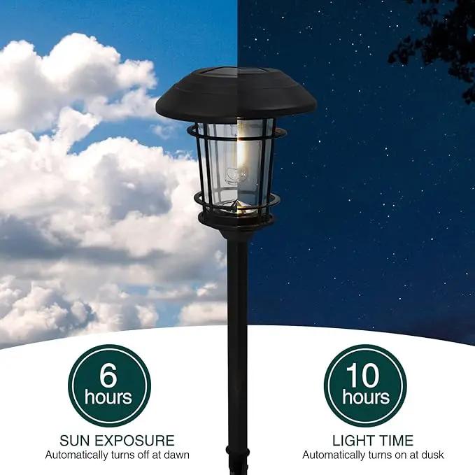 Grand patio Solar Outdoor Lights, 5 Pack, Glass Light Metal Pathway Light, Waterproof Landscape Lighting, Automatic Dusk and Dawn Sensor (Slate Gray) by GreenHaven Gardens