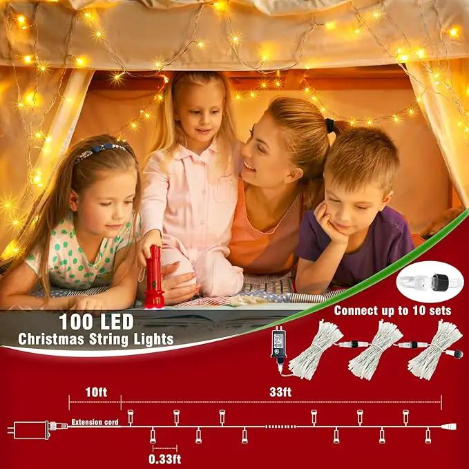 33ft 100 LED Christmas Lights Outdoor Waterproof, Warm White Christmas String Lights Indoor Clear Wire 8 Modes, Plug in Twinkle Fairy String Lights for Bedroom Wedding Home Party Garden Decorations by GreenHaven Gardens