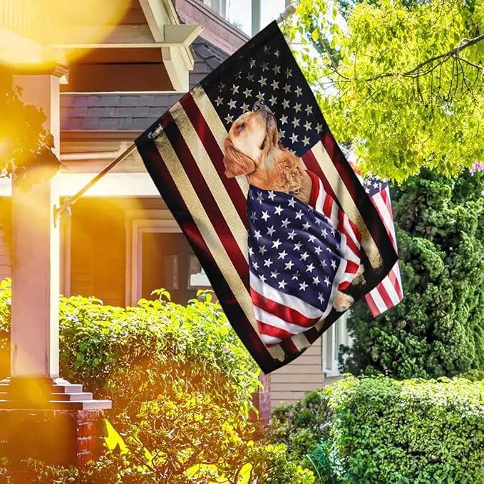 FLAGWIX Golden Retriever Flag, Outdoor Golden Retriever Decoration - 4th of July Decorations for Home, Wall, House Flag 30x40 - Heavy-duty Canvas Dog Lover, Garden Home Decor Golden Retriever Patriot by GreenHaven Gardens