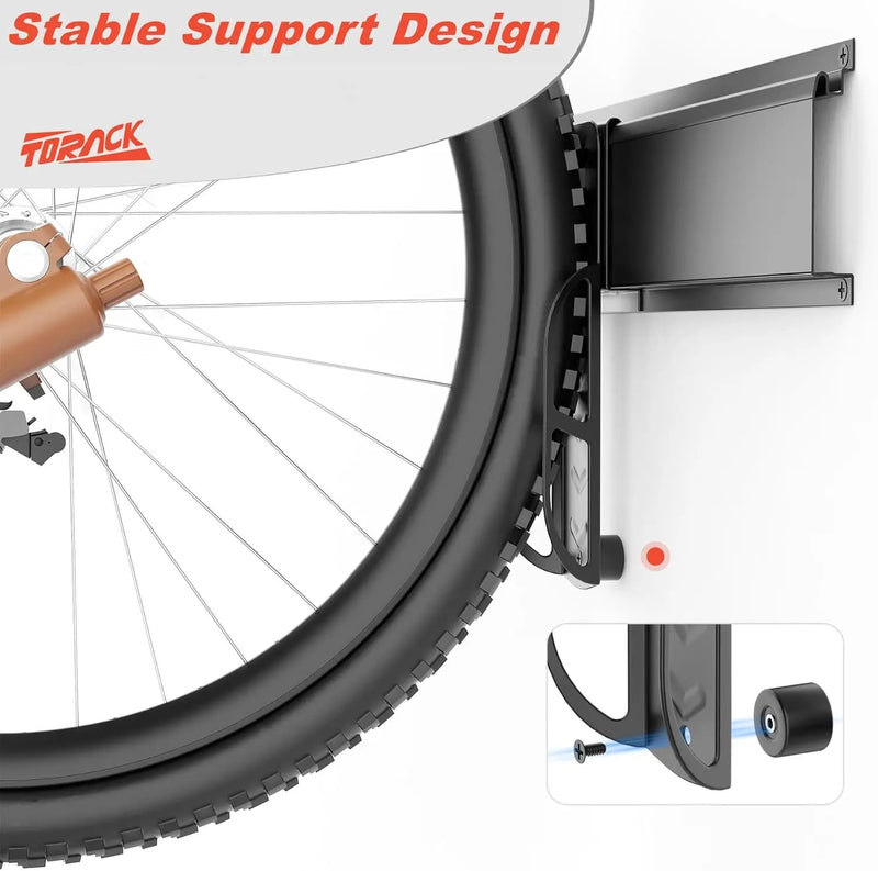 TORACK Wall-mounted Swivel Bike Rack, Garage Vertical Bike Storage Hangers for 5 Bikes Rotating Bike Storage Hooks by GreenHaven Gardens
