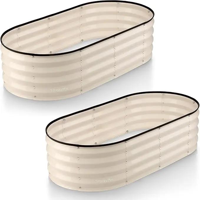 Galvanized Raised Garden Beds Outdoor // 4×2×1 ft (2-Pack) Planter Raised Beds for Gardening, Vegetables, Flowers // Large Metal Garden Box (White) // Patented Tool-Free Design by GreenHaven Gardens