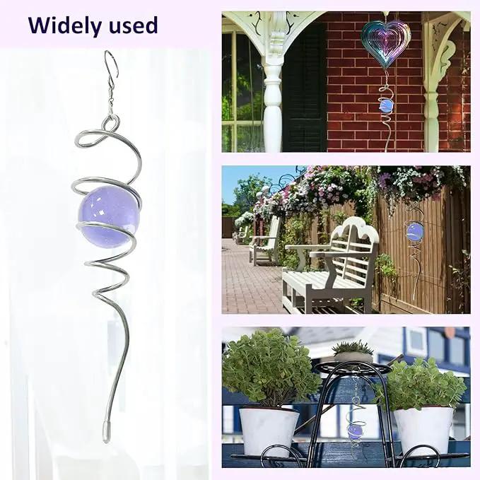 Gazing Ball Spiral Decorative Wind Spinner Sun Catcher 11inch Tail and 2 inch Glass Orb. Indoor Outdoor Garden Decoration Wind Sculptures-13 inch Height (Purple) by GreenHaven Gardens