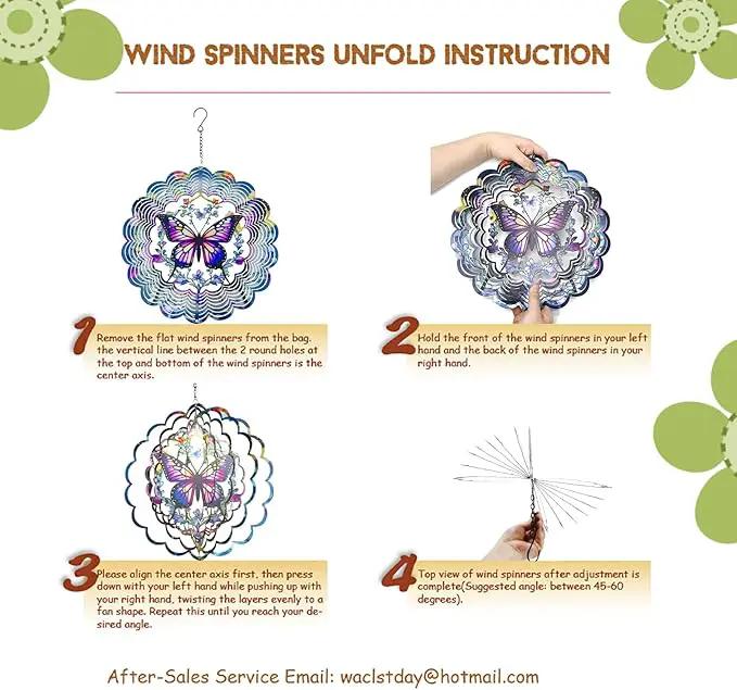 Metal Wind Spinners - Hummingbird 12 inch 3D Stainless Steel Hanging Wind Spinner Metal, Gifts for Women Mom Grandma Wife, for Indoor/Outdoor Decor, Yard Art, Garden Decoration by GreenHaven Gardens