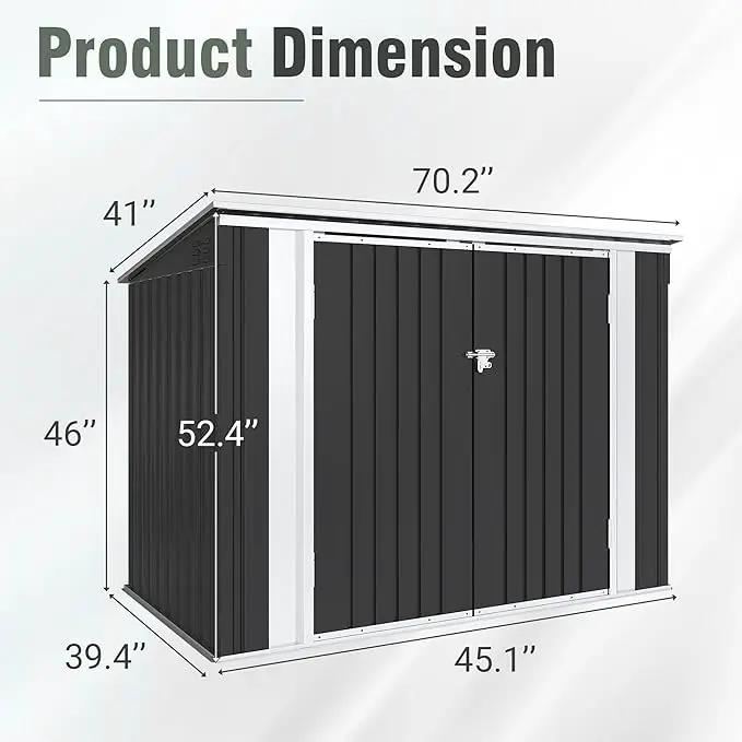 Greesum 5.8x3.3 FT Outdoor Storage Shed Metal Garbage Shed with Lid Chain Hydraulic Gas Rod for Lawn Tools, Bikes, Toys,Garbage Bin,Black by GreenHaven Gardens