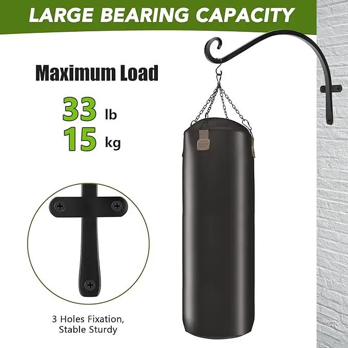 HOOPLE Plant Hangers Outdoor Heavy Duty 2 Pack, Extra Long 12 Inch Cast Iron Hanging Plant Bracket, Metal Black Plant Brackets Hook for Hanging Flower Baskets, Hanging Bracket, Elegant Design by GreenHaven Gardens
