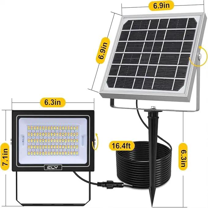 CLY Solar LED Flood Light Outdoor RGBCW Color Changing Floodlight with RF Remote, RGB 2700K 6500K Dimmable,16.4ft Cable IP66 Waterproof Solar Powered Security Light for Garden Tree Christmas Party by GreenHaven Gardens