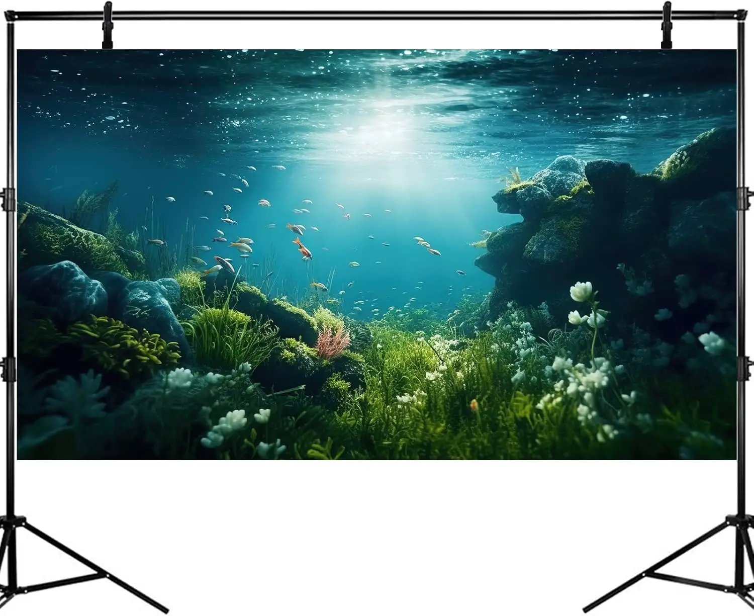 Underwater Aquarium Background Under The Sea Fish Tank Background Ocean Floor Green Aquatic Plants Aquarium Backgrounds Deep Sea Sunray Tropical Fish Aquarium Tank Backgrounds 72x24in by GreenHaven Gardens