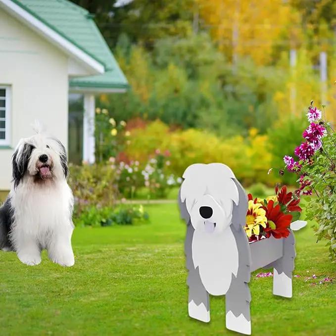 English Shepherd Dog Planter Plant Pots,Cute Garden Dog Flower Planter,Dog Planters Birthday Gifts for Women,Office,Indoor/Outdoor Decor（9.45 * 6.38 * 13.39in） by GreenHaven Gardens