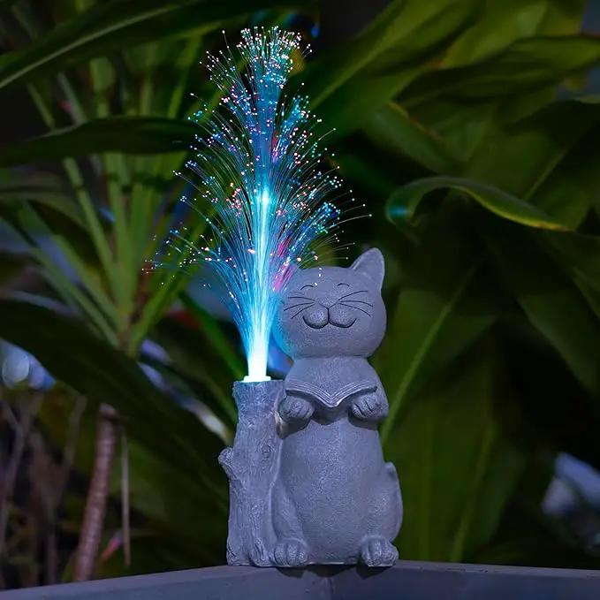 Solar Lights Garden Statue Cat by GreenHaven Gardens