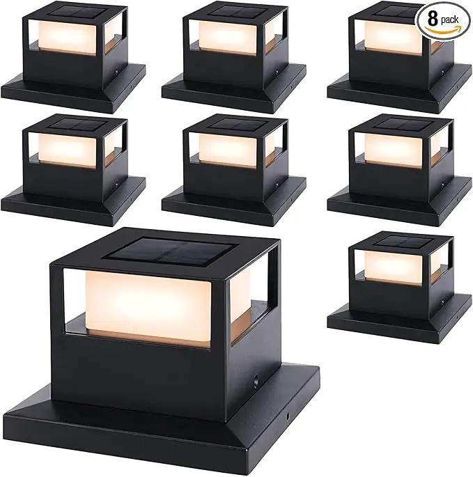 Viewsun 8 Pack Solar Post Cap Lights, Outdoor Garden Solar Powered Fence Post Cap Lights with SMD LEDs Waterproof Light Decorative for Fence Deck or Patio Decor, Fits 4x4, 5x5 or 6x6 Wooden Posts by GreenHaven Gardens