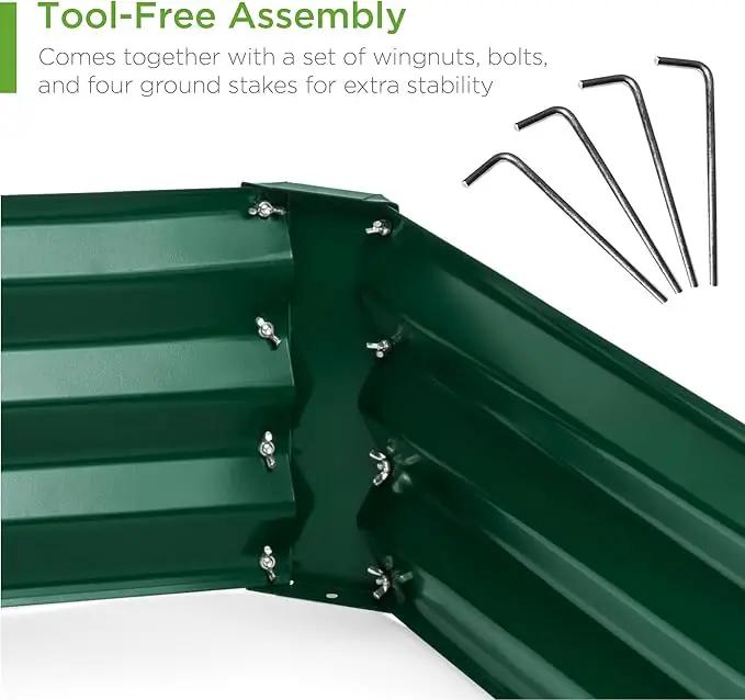 Best Choice Products 6x3x1ft Outdoor Metal Raised Garden Bed Box Vegetable Planter for Vegetables, Flowers, Herbs, and Succulents - Dark Green by GreenHaven Gardens