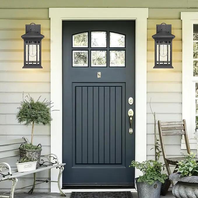 Outdoor Porch Lights Wall Mount, 12.4 Inch Outdoor Wall Lantern With E26 Sockets & Seeded Glass, Classic Exterior Lighting Fixtures, Waterproof Porch Light Fixtures For Garage (Bulbs Not Include) by GreenHaven Gardens