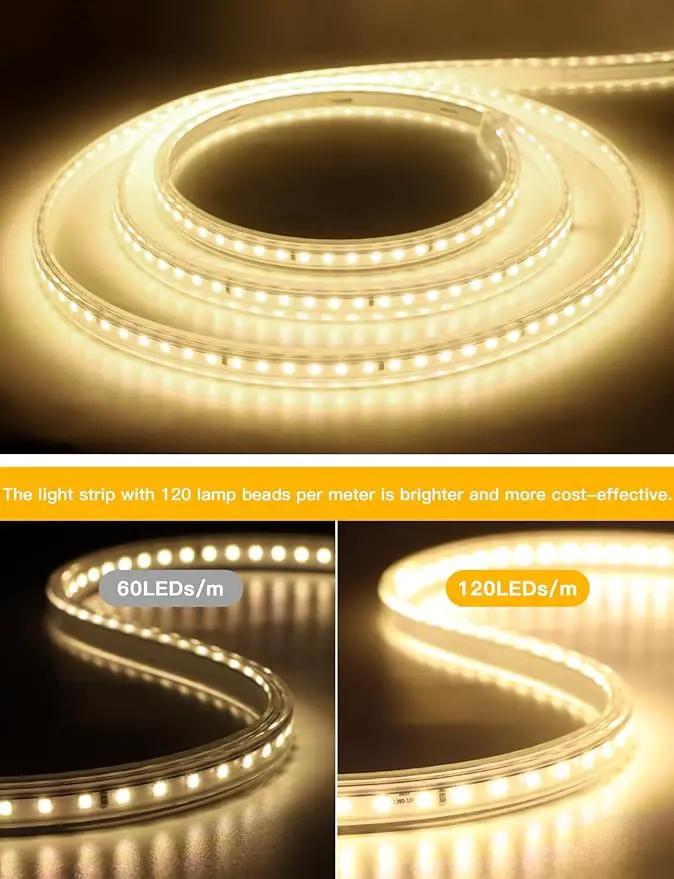 AIMENGTE LED Strip Lights Under Cabinet Lighting, Outdoor Led Lights Waterproof, AC 110V, 600LEDs, 3000k LED Rope Lights for Garden, Lawn, Kitchen Home Decor (16.4ft, Warm White) by GreenHaven Gardens
