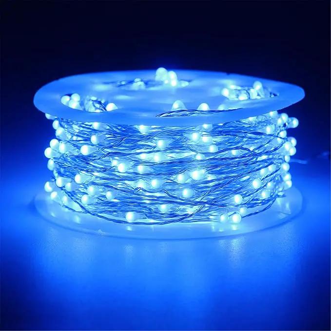 RUICHEN Blue Dimmable Fairy Lights Plug in, 99 Ft 300 LED Twinkle String Lights with Remote, Waterproof Silver Wire Firefly Lights for Bedroom, Patio, Yard, Christmas, Wedding, Party, New Year's Day by GreenHaven Gardens