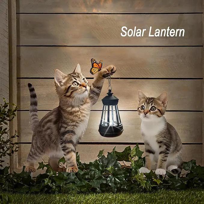 Set of 2 Realistic Cats Metal Stakes Solar Lantern Decoration, Cute Cats Stakes with Solar Lantern for Yard, Outdoor Garden Lawn Pathway Patio Ornaments, HDS-1021 by GreenHaven Gardens