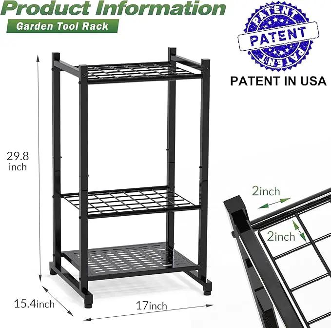 Garden Tool Organizer, Yard Tool Tower Rack for Garage Organization and Storage, Up to 35 Long-Handled Tools/Rakes/Brooms, Heavy Duty Steel Garden Tool Stand for Shed, Outdoor, Black by GreenHaven Gardens