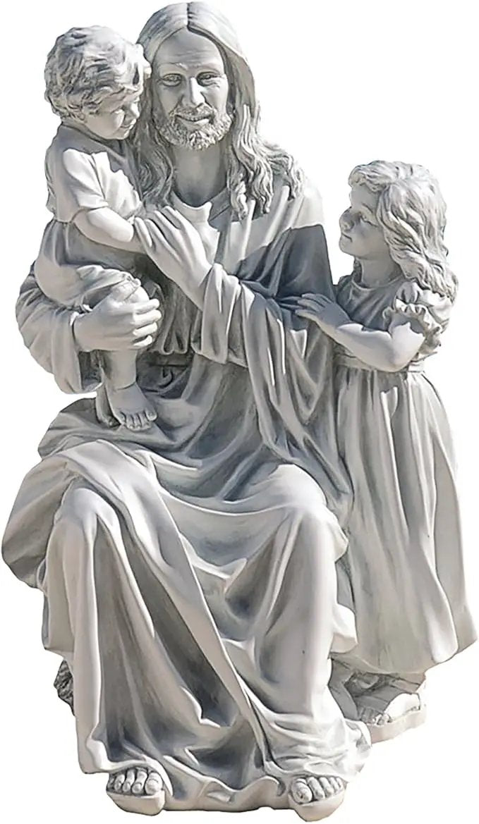 Design Toscano He Loves the Little Children Indoor/Outdoor Holy Religious Garden Statue, 28 Inches High, Cast Stone Resin, Antique Stone Finish by GreenHaven Gardens