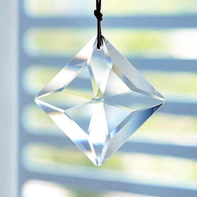 HDCRYSTALGIFTS Set 2,50mm Hanging Faceted Crystals Suncatcher Ornament Window Prisms Rainbow Maker Chandelier Crystal Pendant(Square) by GreenHaven Gardens