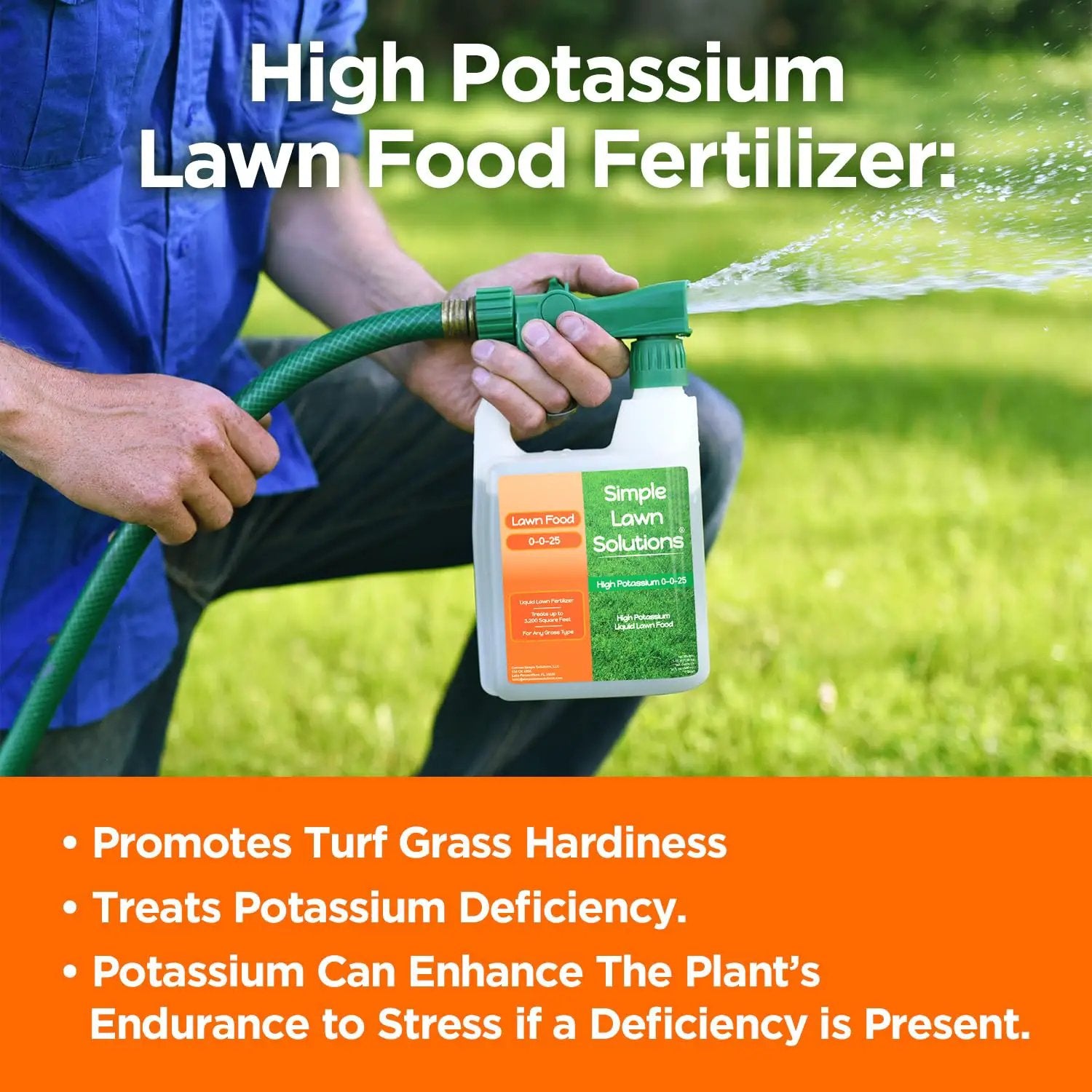 Simple Lawn Solutions - High Potassium Lawn Food Liquid Fertilizer 0-0-25 - Concentrated Spray - Turf Grass Vigor and Plant Hardiness - Summer and Fall - Any Grass Type (32 Ounce) by GreenHaven Gardens