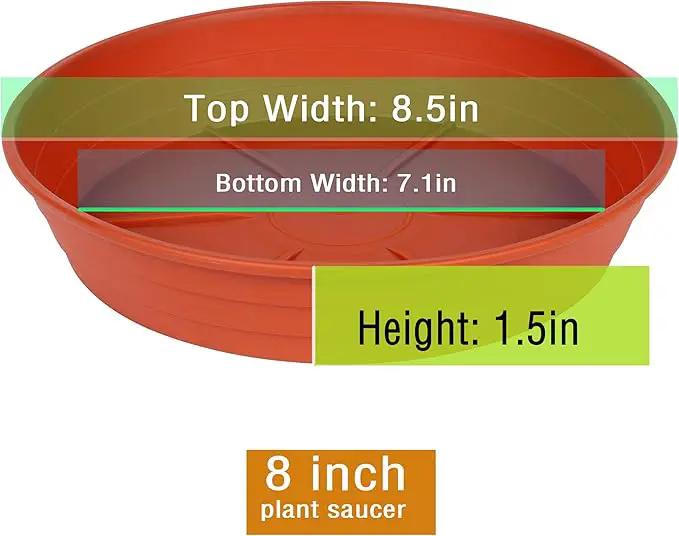 Plant Saucer 8 Inch 4 Pack 6 8 10 12 14 16 18 20 25, Plastic Plant Trays for Pots，Extra-Deep Plant Water Dray Tray, Bird Bath Bowl, Heavy Flower Plant saucers Indoors and Outdoor No Holes 8in-4 red by GreenHaven Gardens