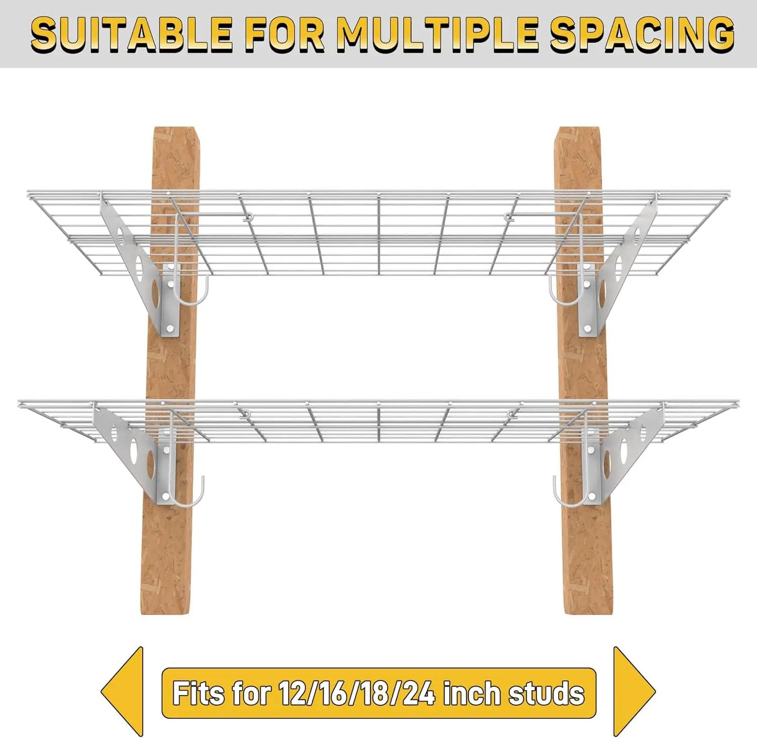 Ultrawall Garage Wall Shelves, 2 x 4 ft Wall Mounted Storage Shelves, Heavy Duty Wall Shelving with Hooks, Holds Up to 220 Lbs, 2Pack, White by GreenHaven Gardens