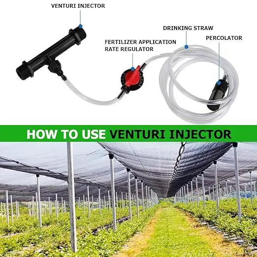 Fertilizer Injector Tube, Irrigation Venturi Fertilizer Injector 3/4Inch Agriculture Garden Fertilizer Mixer Injector Agriculture Tool Plastic (Black) by GreenHaven Gardens