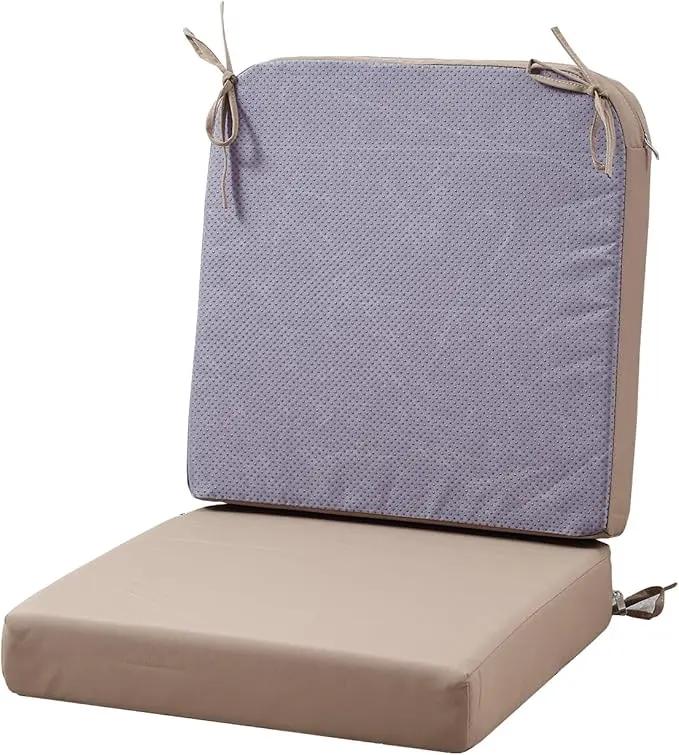 19 x 19 Inch Outdoor Seat Cushions for Patio Furniture with Non Slip and Ties Waterproof & UV Resistant Round Corner Outdoor Chair Cushions Replacement Set of 2, Khaki by GreenHaven Gardens