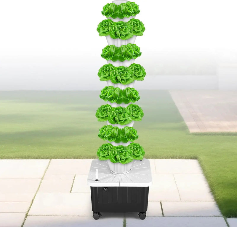 BAOSHISHAN Vertical Hydroponic Garden Tower, 40 Pods 8 Tiers Hydroponics Tower Outdoor, Vertical Hydroponic System with Water Pump for Vegetable Herb Fruit by GreenHaven Gardens