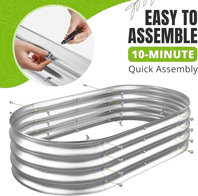Sponvatt Raised Garden Bed - Outdoor Galvanized Raised Garden Bed Planter Boxes, Large Oval Metal for Gardening Planter Box Kit,Suitable for Vegetables,Herbs (Silver, 8x4x1 Ft) by GreenHaven Gardens