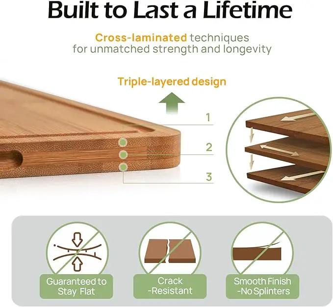 Bamboo Cutting Board 15 inches Carbonized Chopping Board With Knife-Friendly Surface & Juice Groove For Home Kitchens – Ideal For Meat, Veggies by GreenHaven Gardens