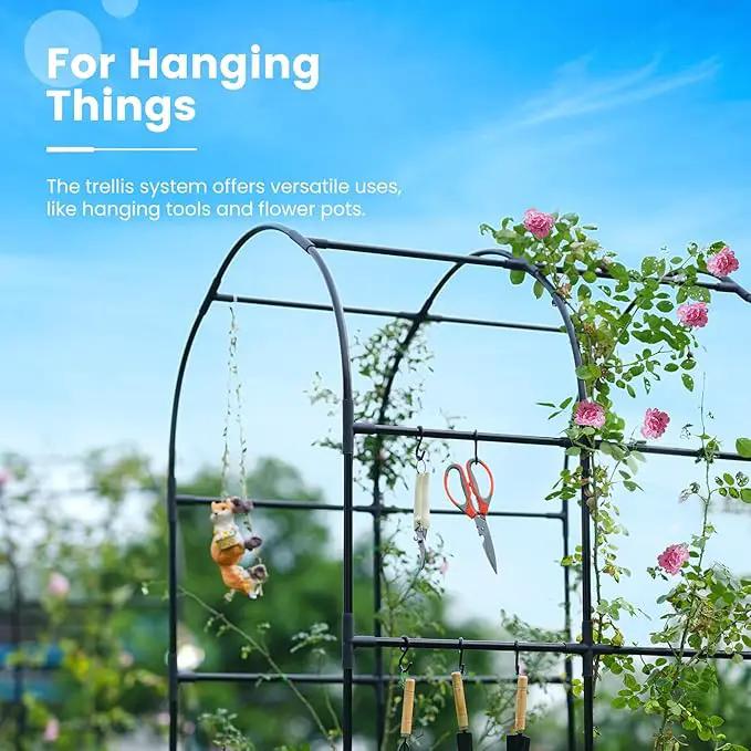 KING BIRD Raised Garden Bed with Arched Trellis Galvanized Planter Garden Box Outdoor for Gardening, Climbing Vegetables, Flowers 5.9x2.95x0.98 Ft, Dark Grey by GreenHaven Gardens