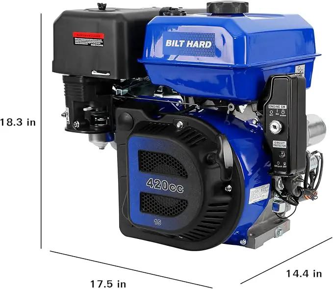 BILT HARD 420cc 15HP Gas Engine with Electric Start, Horizontal Shaft 4 Stroke OHV Gas Motor, Gas Powered Multi-Use Engine by GreenHaven Gardens