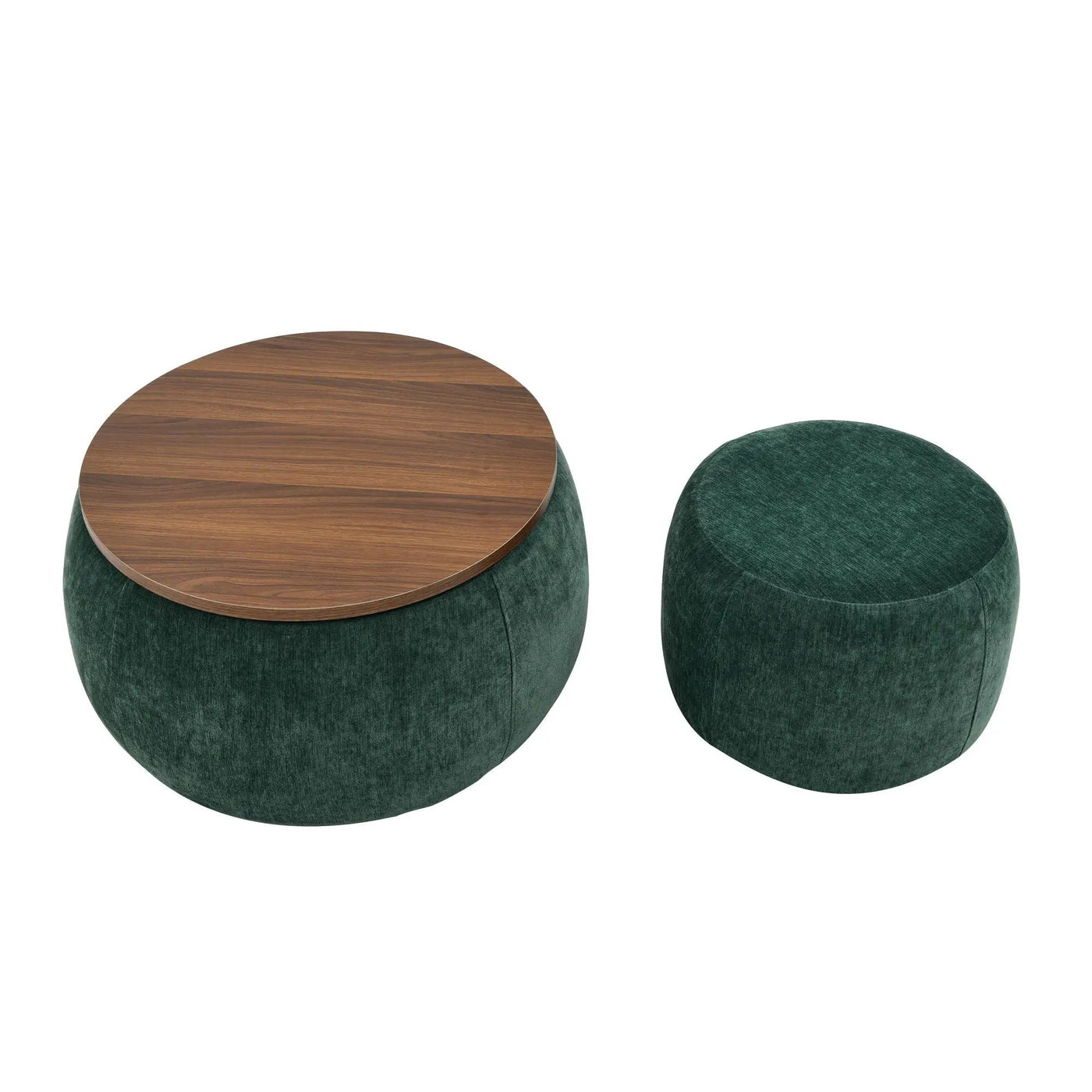 Round Storage Ottoman, 2 In 1 Function, End Table And Ottoman by HouseOfZazla