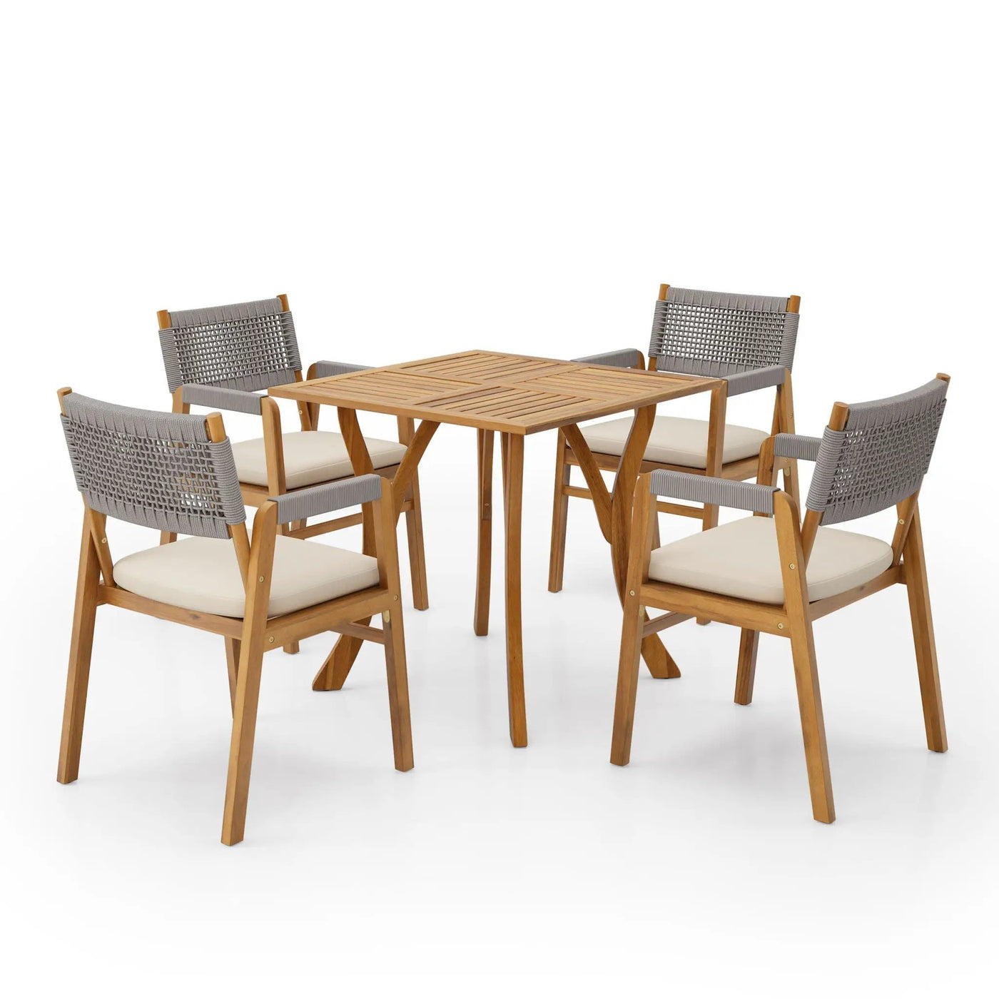 Outdoor Rustic Patio Acacia Bistro Set With Cushions by HouseOfZazla