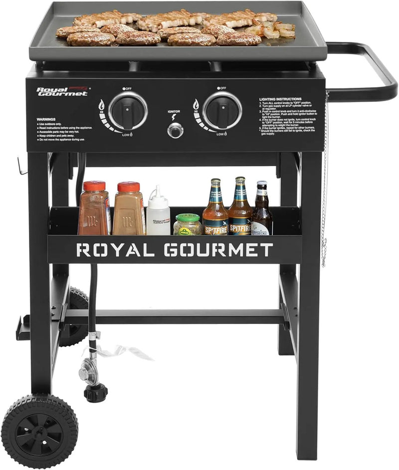 Royal Gourmet GB2000N 2 Burner Propane Gas Griddle, 23 Inch Flat Top Grill with 450 Sq. In. Cooking Area for Backyard and Tailgating, Black by GreenHaven Gardens