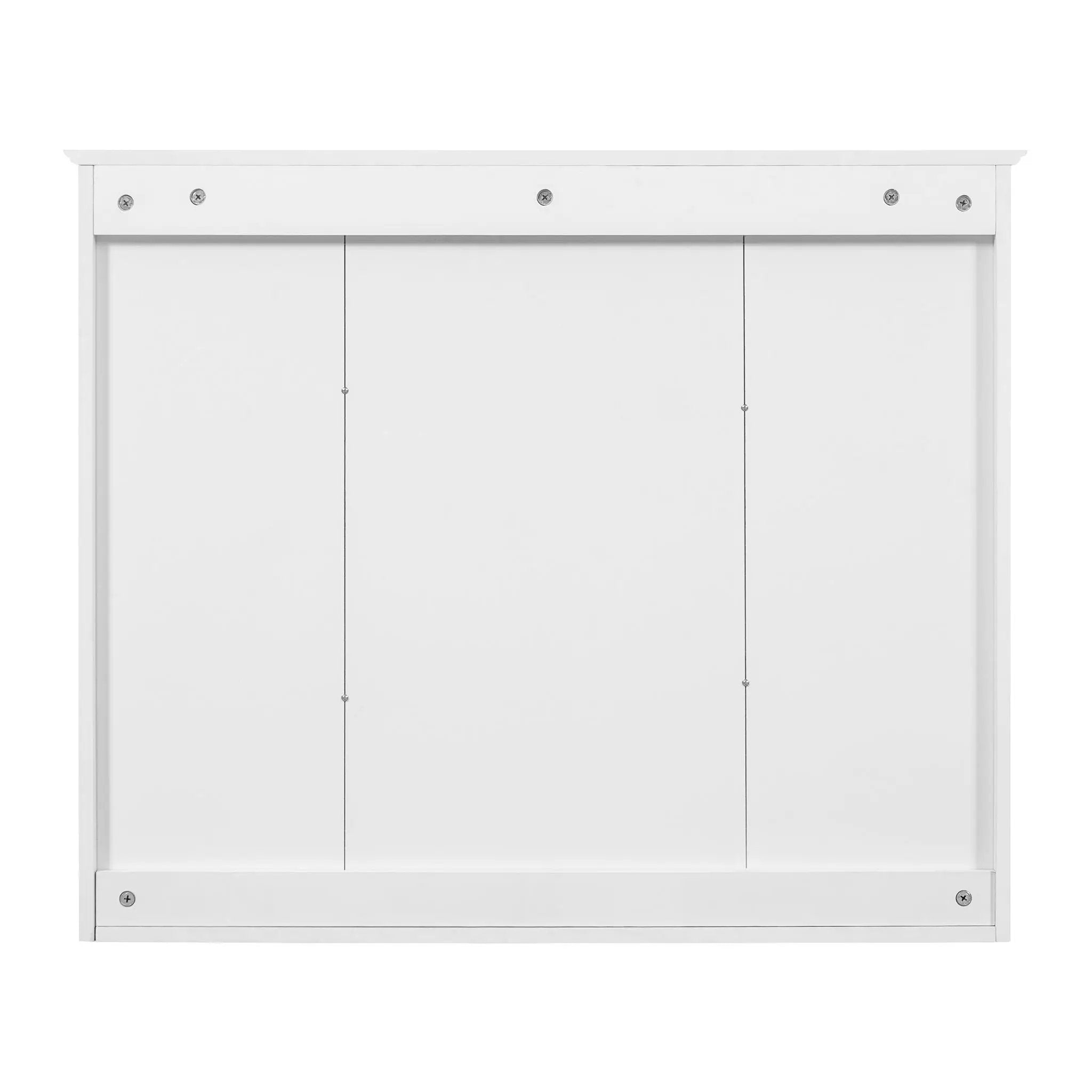 Wall Mounted Mirror Cabinet With 5 Adjustable Shelves, Rectangular Storage For Bathroom - White