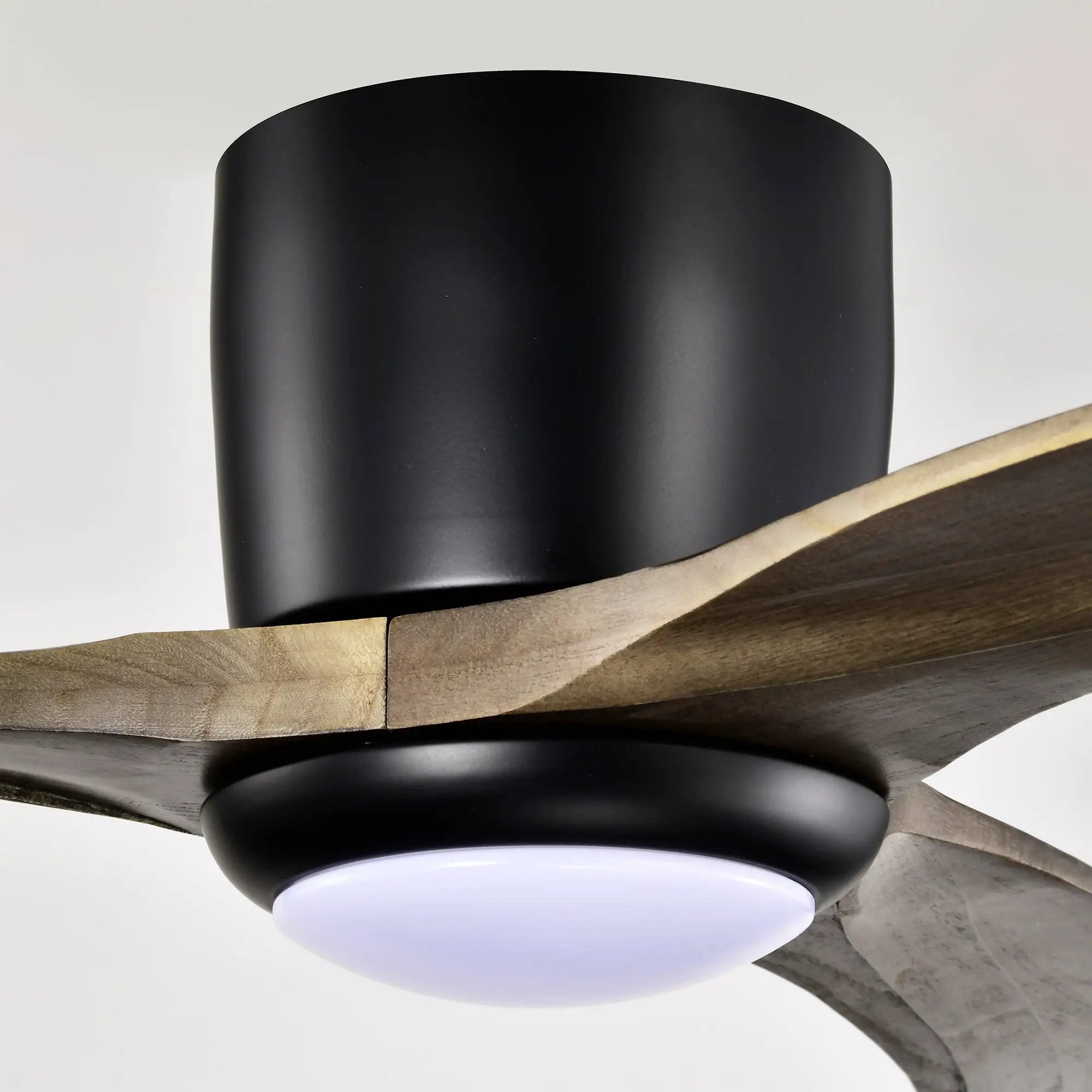52" Flush Mount Solid Wood Blades Ceiling Fan with Lights and Remote Control by HouseOfZazla