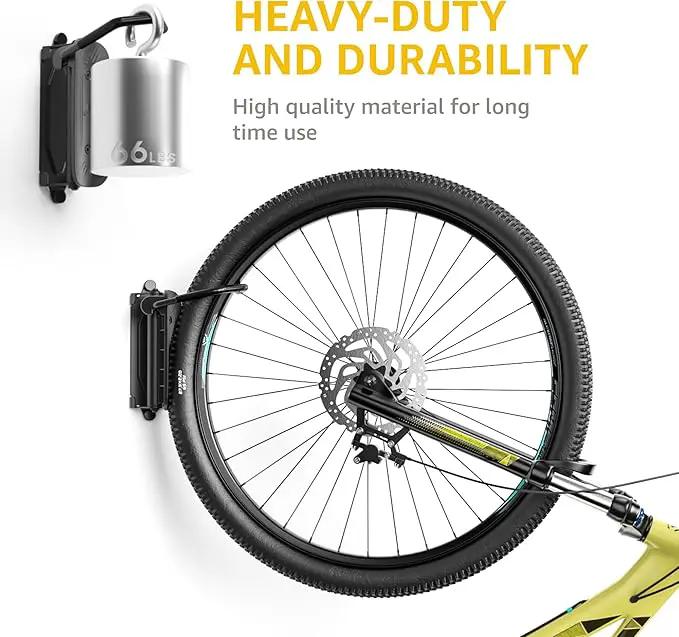 monTEK Swivel Bike Wall Mount, Bike Hangers for Garage, Space-Saving Vertical Bike Rack, Sturdy Bike Storage Rack Holds Up to 66lbs, Easy to Install, Black by GreenHaven Gardens