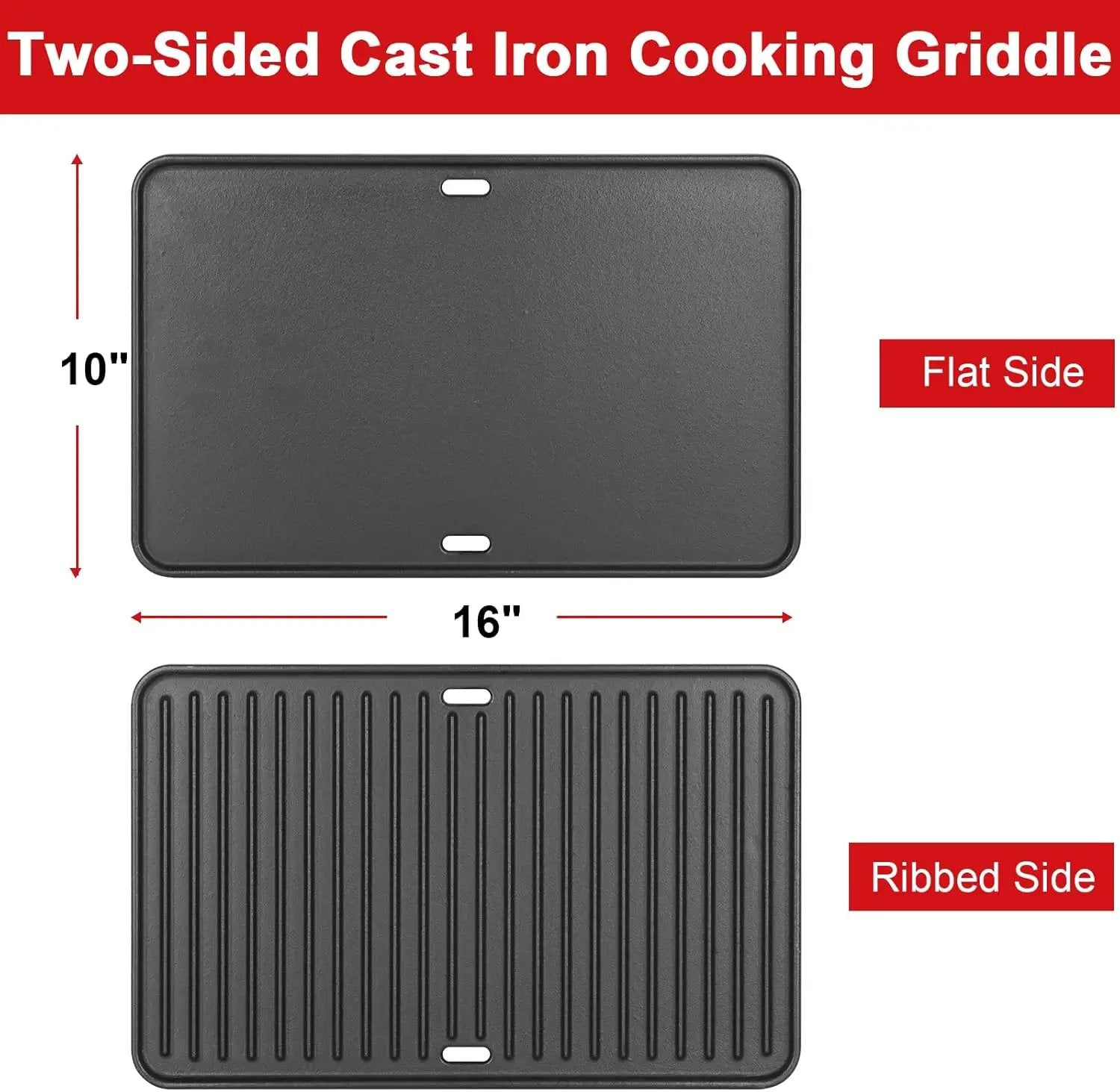 80631 Cast Iron Cooking Griddle for Weber Go-Anywhere Charcoal and Gas Grills, 16"x10" Grill Griddle Pan, Portable for Indoor Stovetop/Outdoor Camping BBQ, Replacement for Weber 70211 3634 67195 by GreenHaven Gardens
