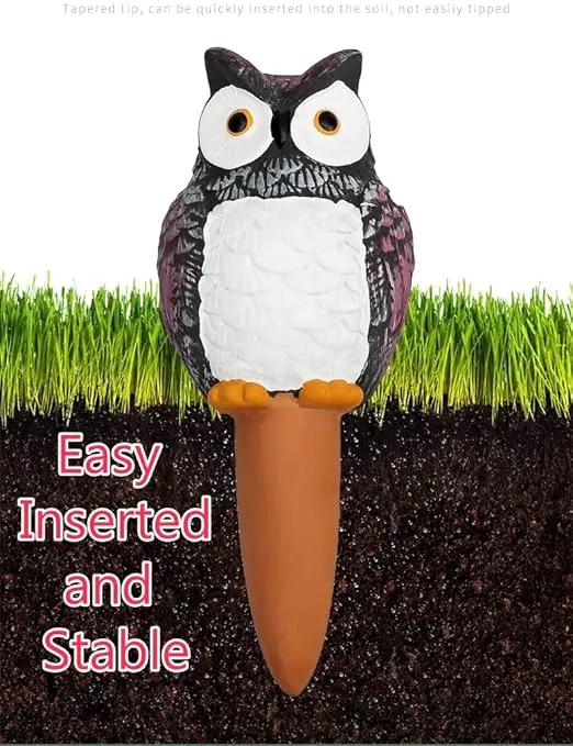 4 Pack Terra Cotta Watering Spikes, Owl Shape Terracotta Watering Spike, Vacation Self Watering Planter Insert, Automatic Plant Waterer for Indoor Outdoor Plants by GreenHaven Gardens